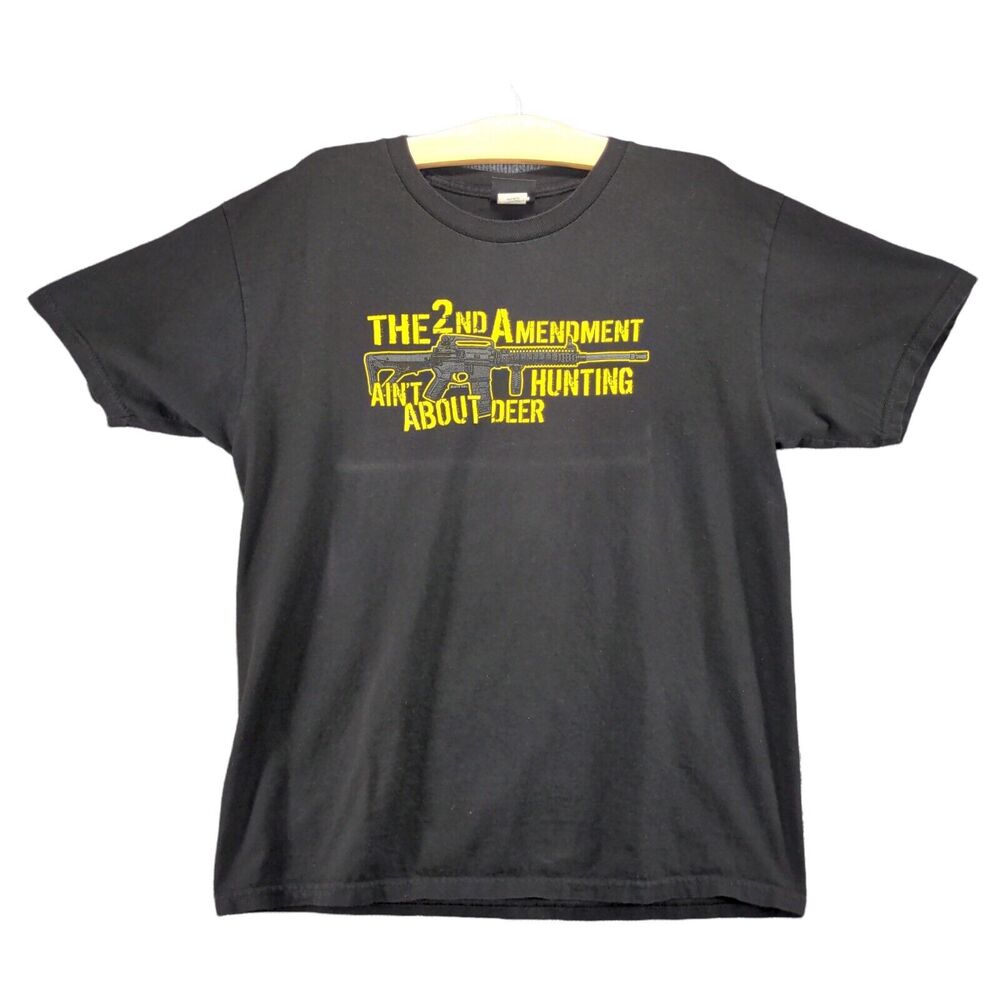 Hot Leathers Biker 2nd Amendment 2A Aint About Hunting Deer T Shirt Size L Black